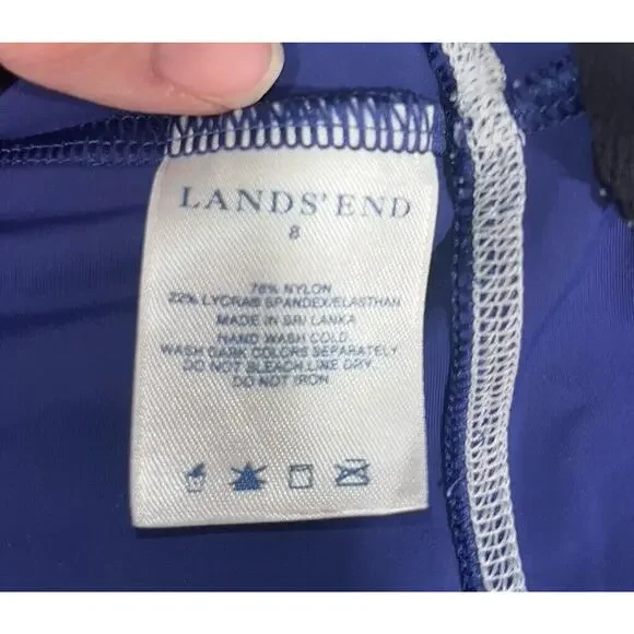 Lands End Women’s Tankini Set 8 Navy Blue Cross Back Modest Preppy Athletic - Picture 6 of 13